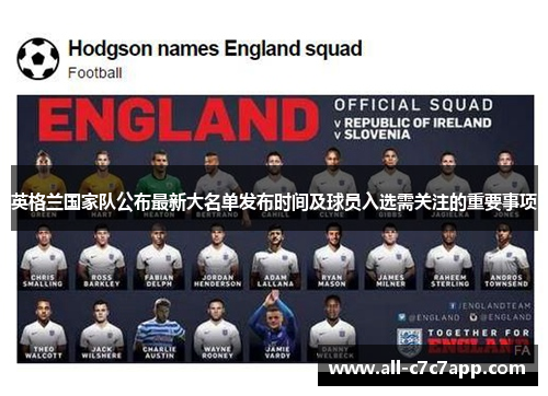英格兰国家队公布最新大名单发布时间及球员入选需关注的重要事项